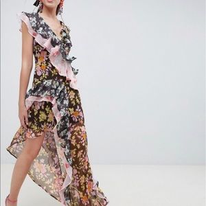 ASOS mixed floral print maxi dress size 2
